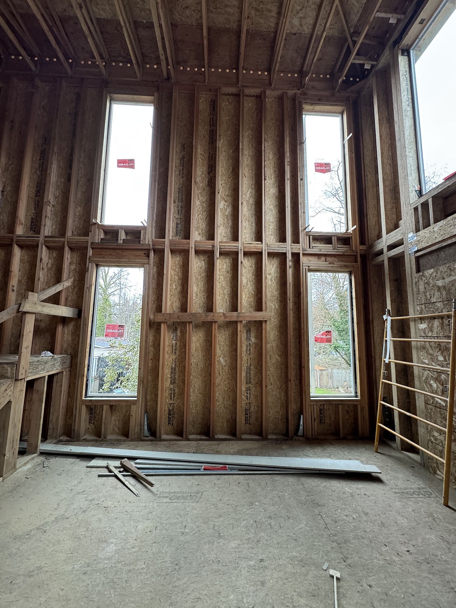Interior framing — How the Bothell house went up.