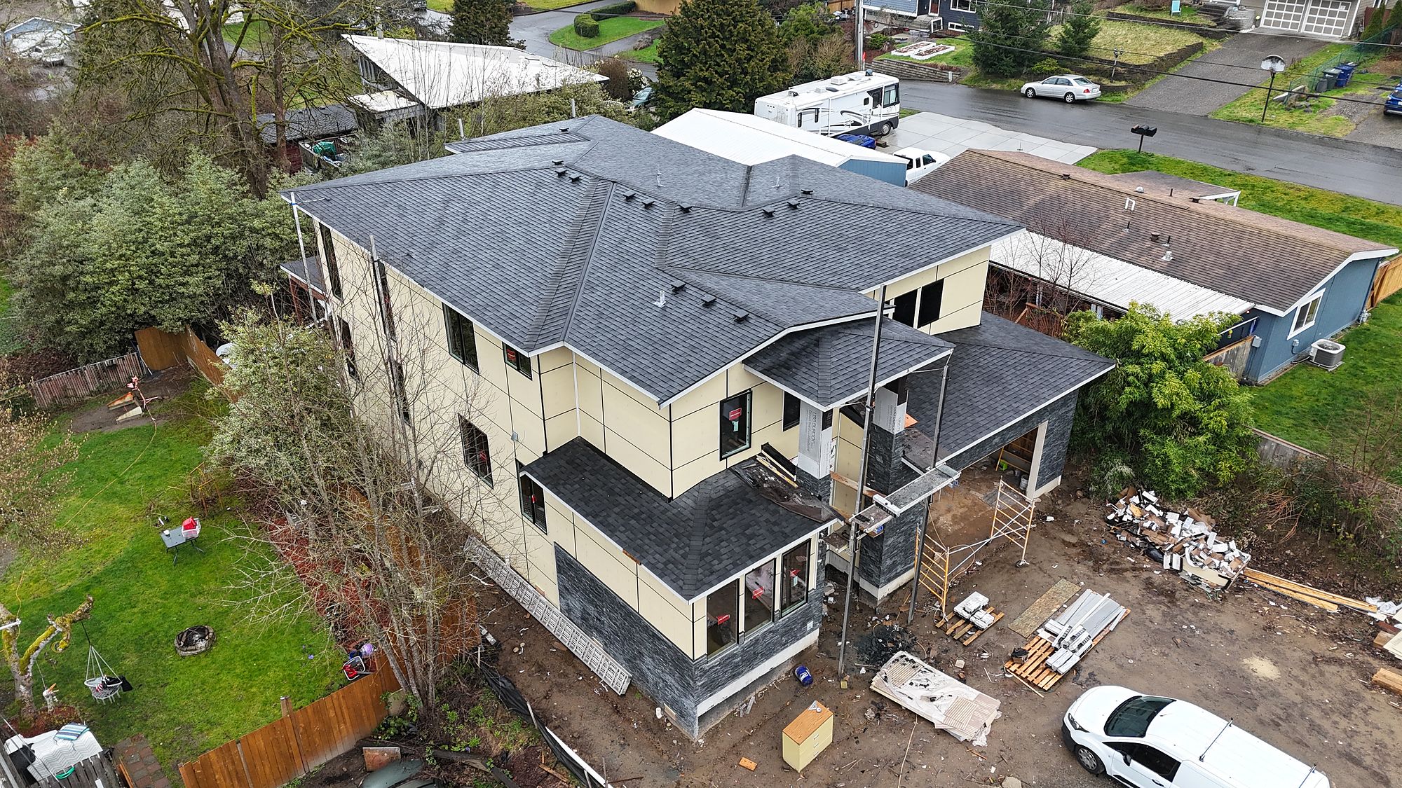 Exterior complete — How the Bothell house went up.