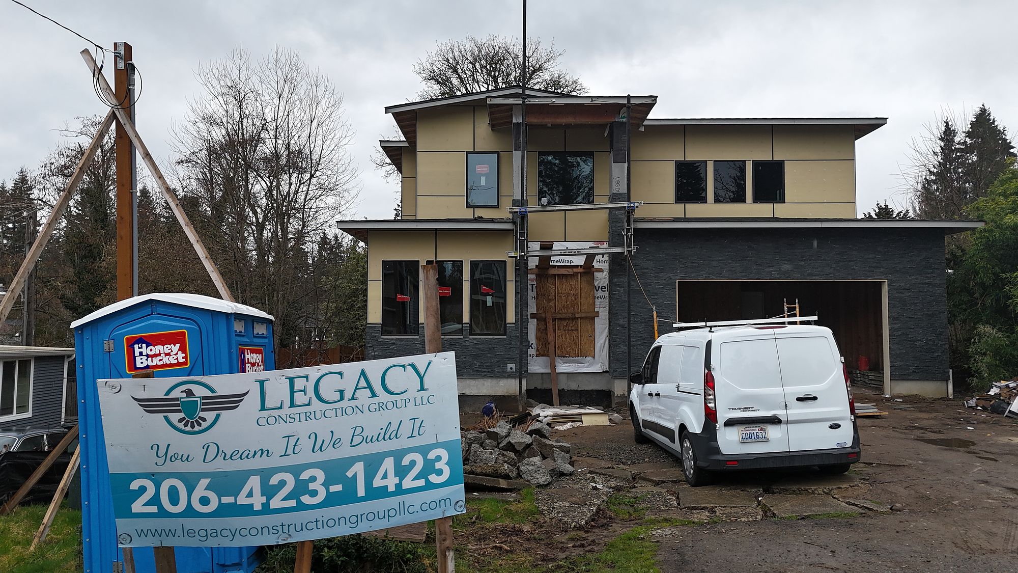 Exterior complete — How the Bothell house went up.
